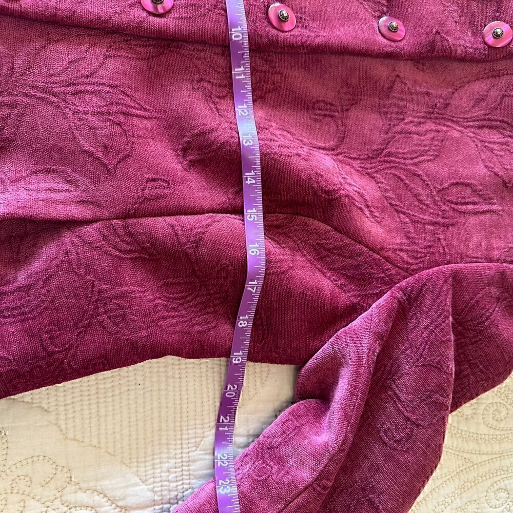 VINTAGE 90s Koret deep pink velvet blazer jacket buttons women's 8 petite - Picture 11 of 13
